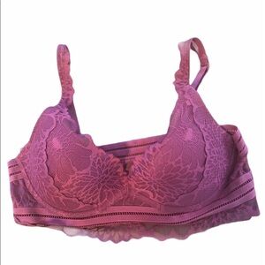 Pink Victoria’s Secret Burgundy Lace Bralette Size Small S Sexy